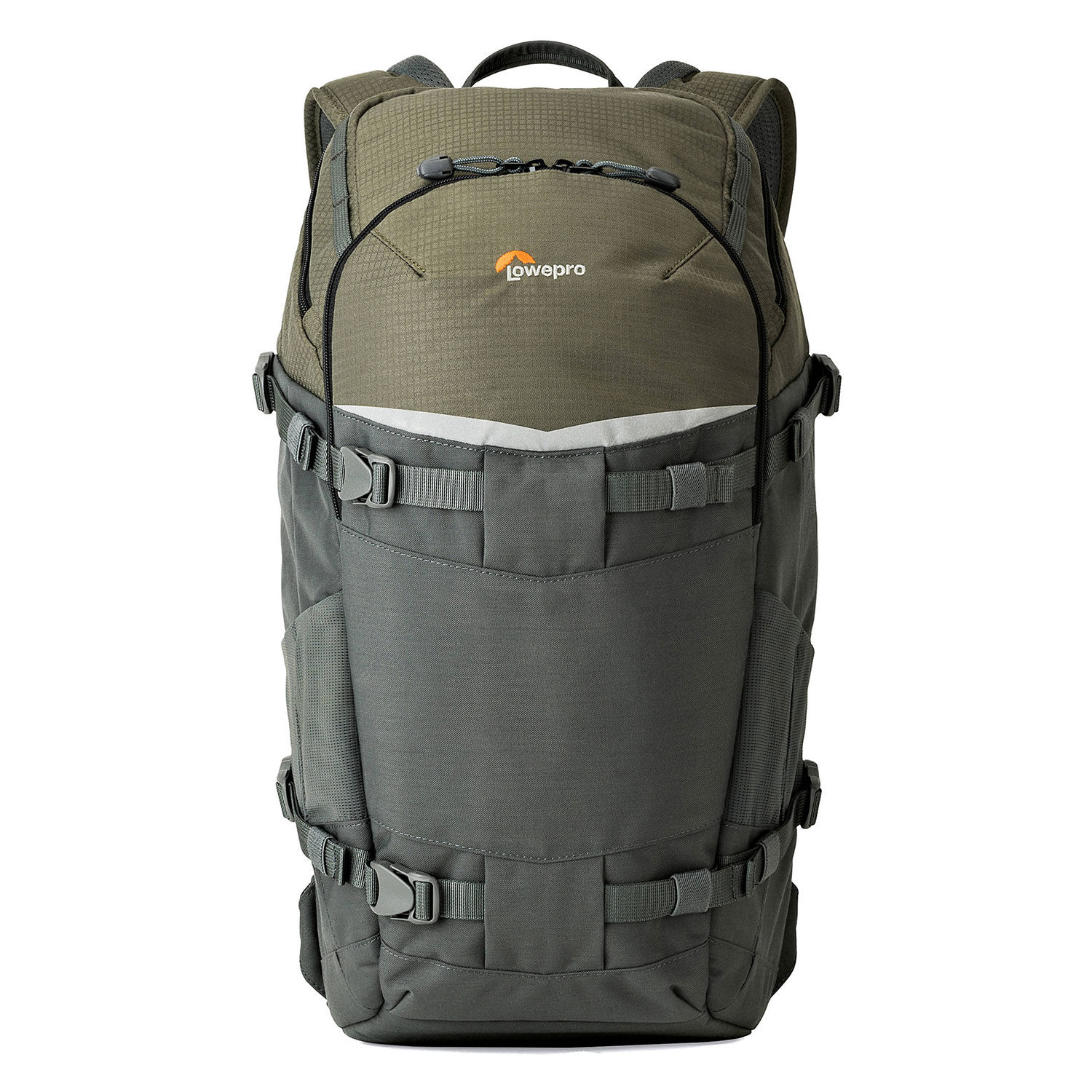 Lowepro Flipside Trek BP 350 AW - Fotorugzak - Cameravak openen via de achterkant - Grijs/Donker groen