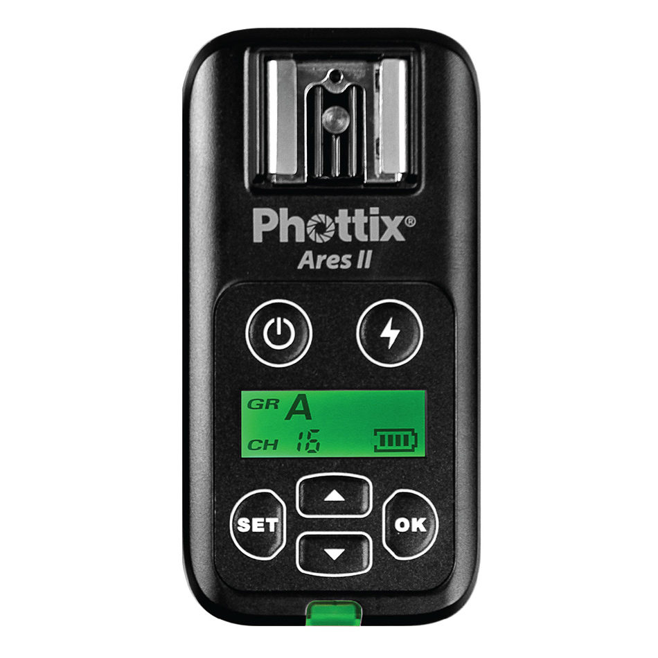 Phottix Ares II Déclencheur Flash Radio 2,4 GHz – Émetteur + Récepteur, 4 Groupes 16 Canaux, Écran LCD, Portée 150m