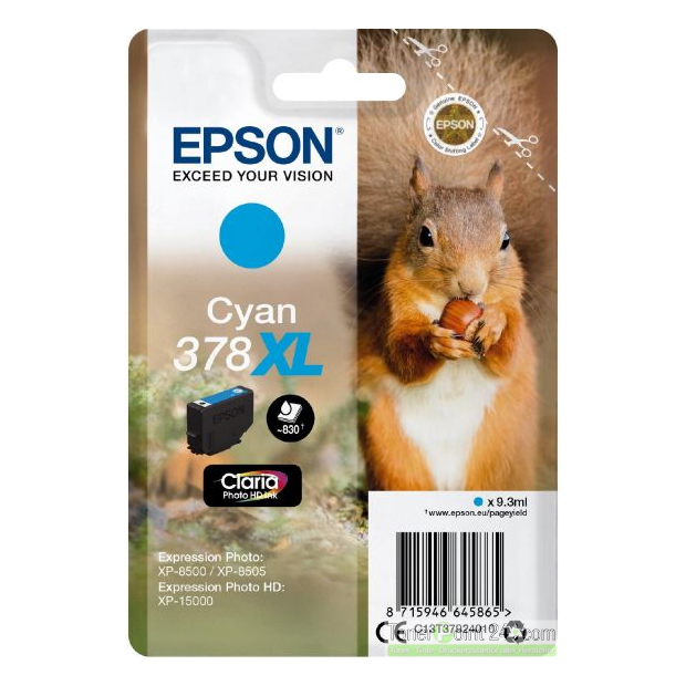 Epson 378XL 9.3ml 830pagina's Cyaan inktcartridge - [C13T37924010]