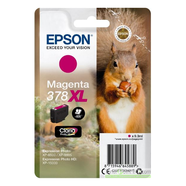 Epson 378XL 9.3ml 830pagina's Magenta inktcartridge - [C13T37934010]