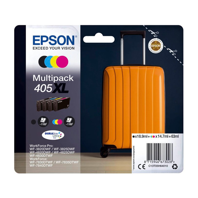 Inktcartridge Epson 405XL zwart + 3 kleuren