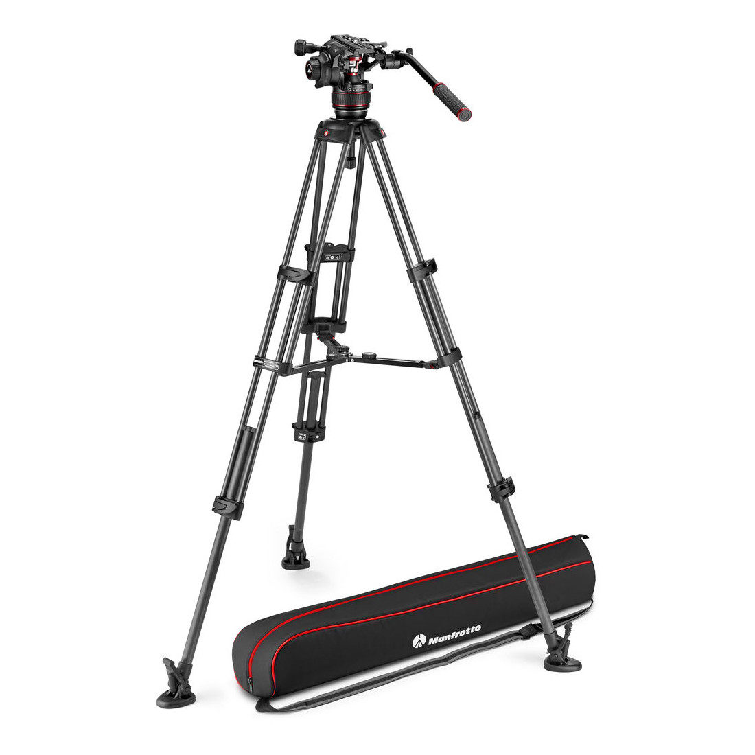 Manfrotto 608 Nitrotech Fluid Video Head + Carbon Twin Leg Tripod