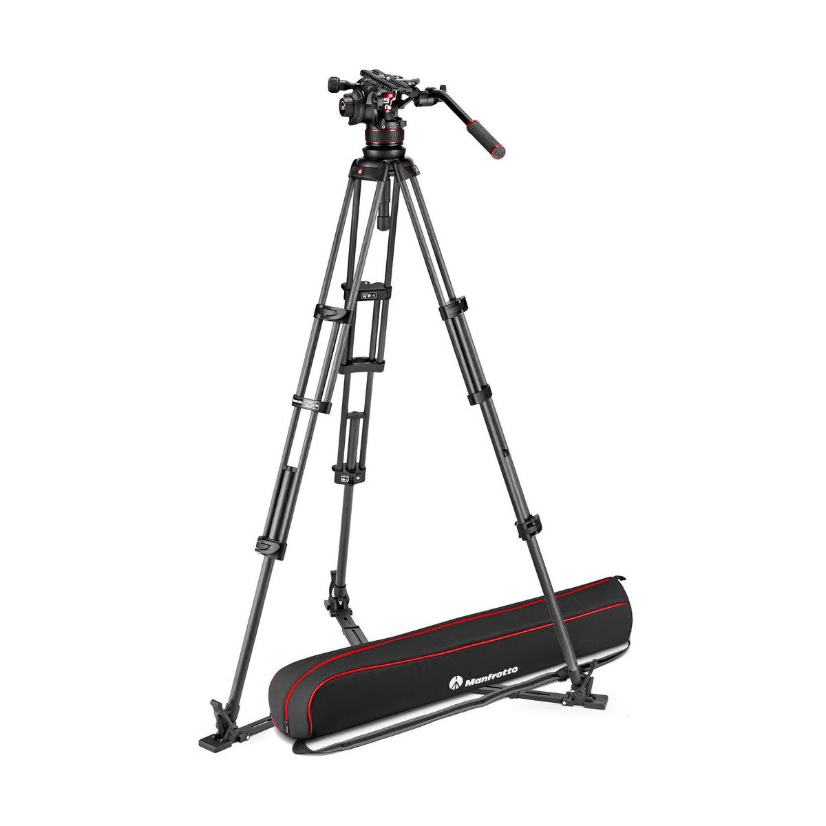 Manfrotto Nitrotech 612 Video Head & Carbonfiber Twin Leg Tripod Kit with Ground Spreader