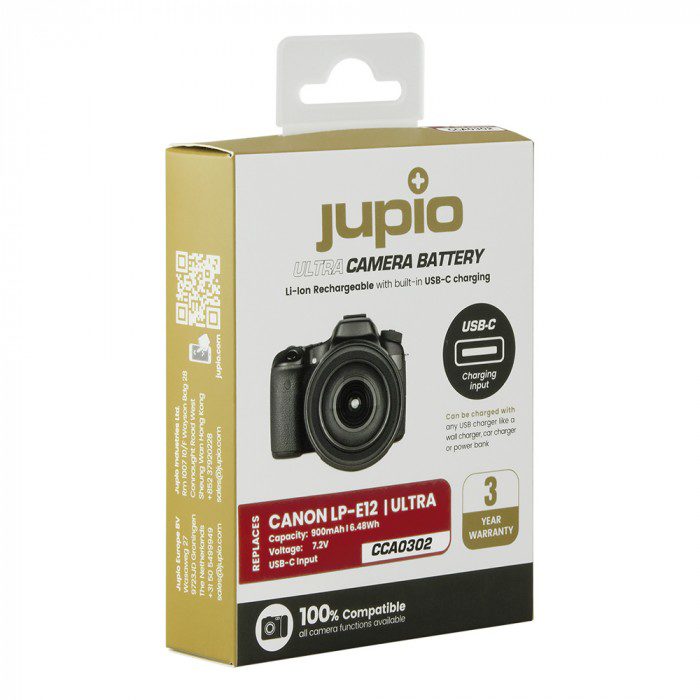 Jupio Li-Ion 7.2V 875mAh Rechargeable Battery For Canon LP-E12 Camera