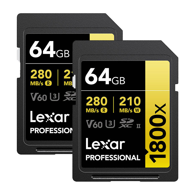 Lexar SD Pro Gold Series UHS-II 1800X 64 GB V60 - 2 pak