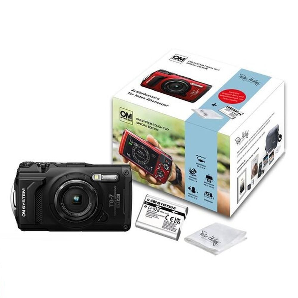 OM SYSTEM Tough TG-7 compact camera Zwart - Peter Hadley Kit