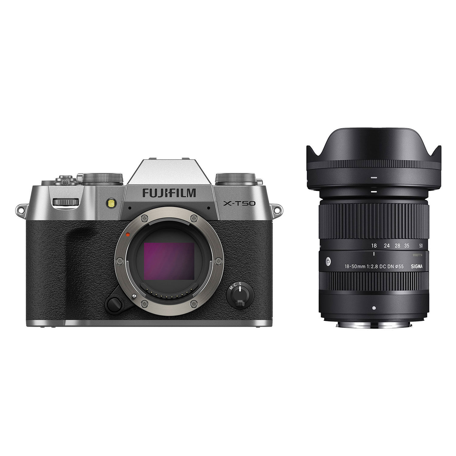 Fujifilm X-T50 systeemcamera Zilver + Sigma 18-50mm