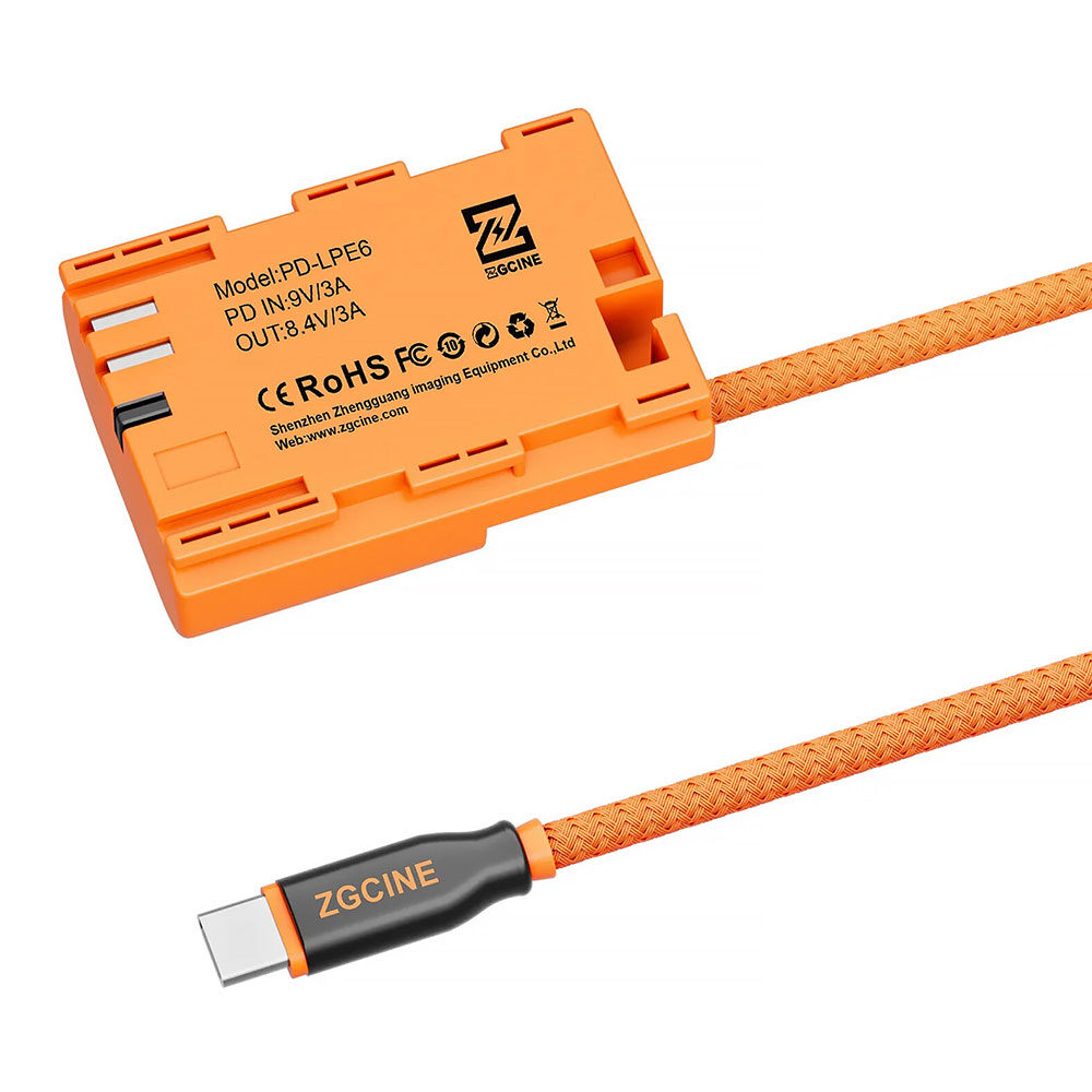 ZGCINE USB-C to LPE6 Dummy Battery Cable