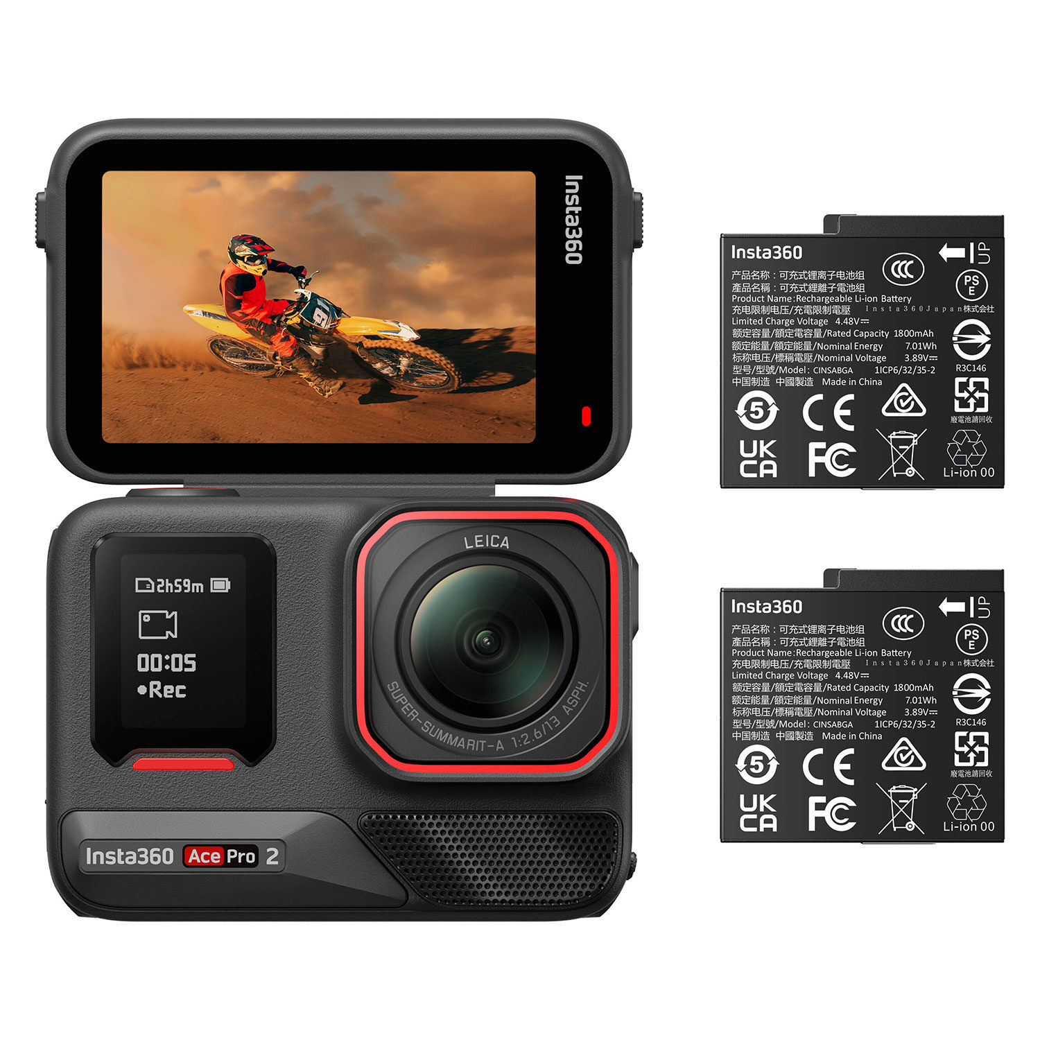 Insta360 Ace Pro 2 Dual Battery videocamera 2x 1800 mAh Accu