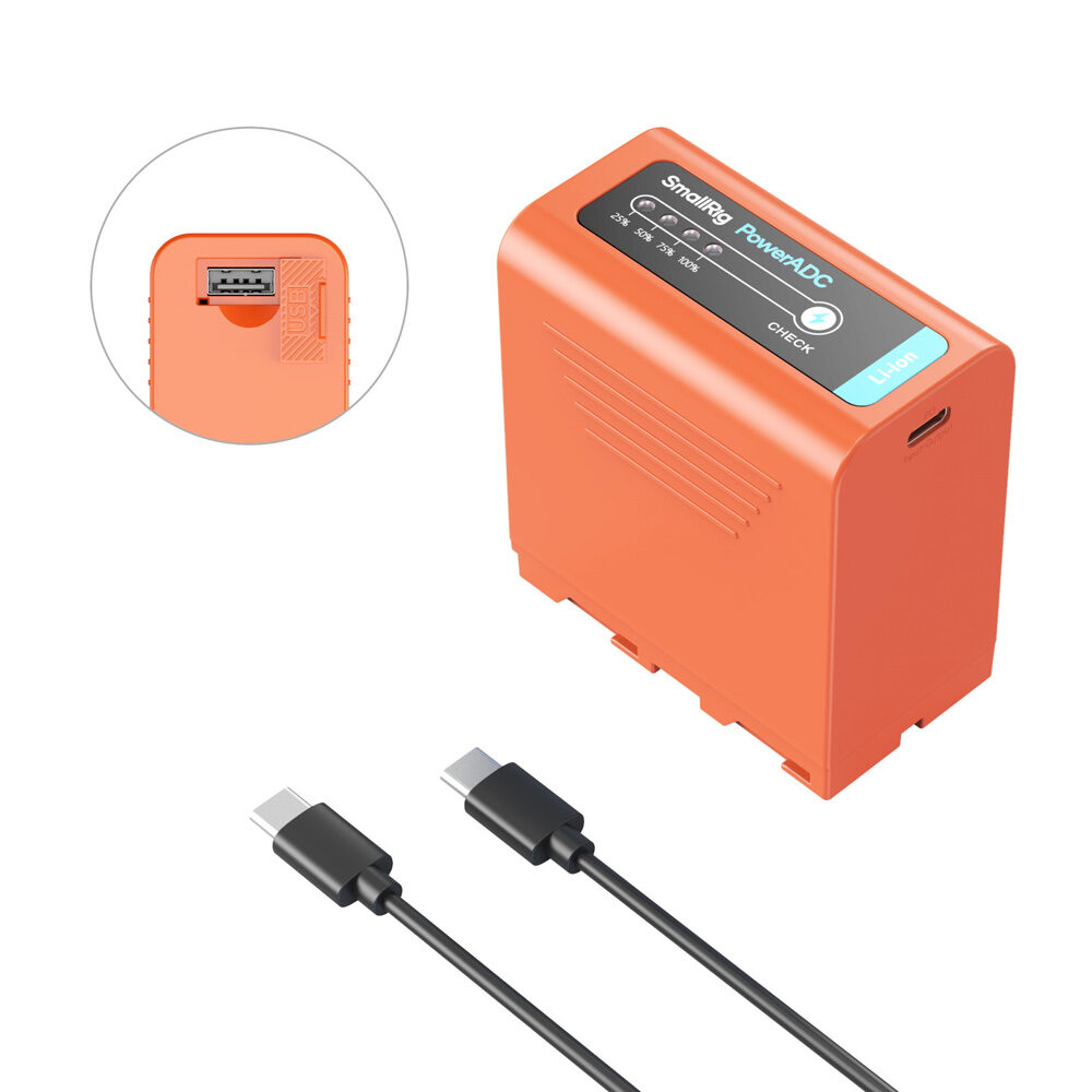SmallRig 4972 NP-F970 USB-C Rechargeable Camera Battery Oranje