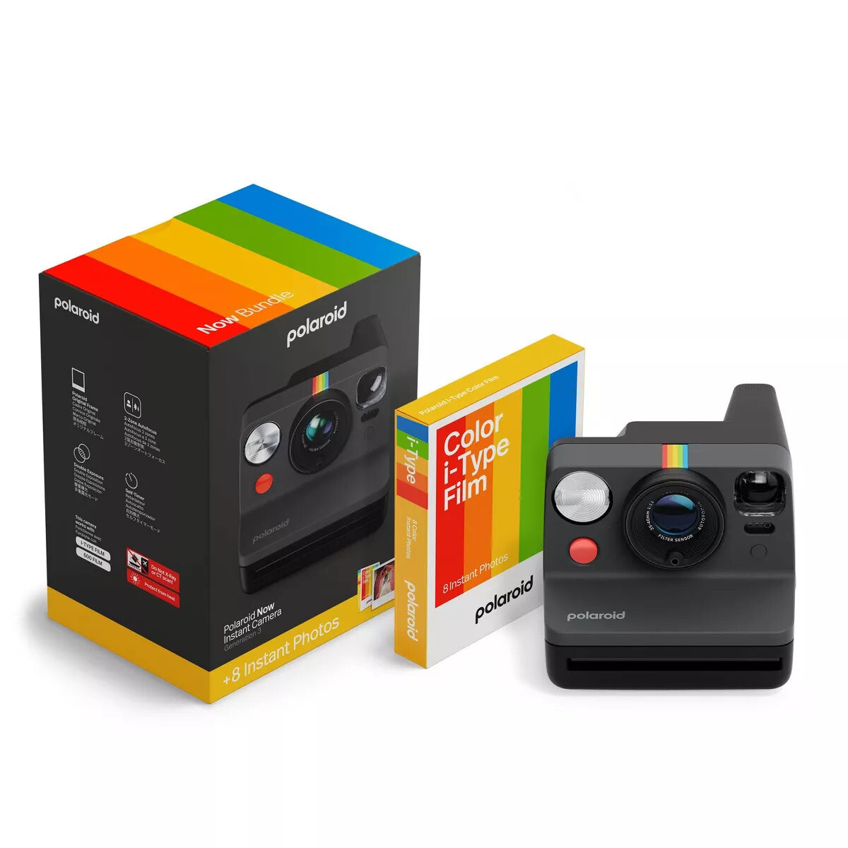 Polaroid Now+ Gen 3 Zwart + Color Film Bundle