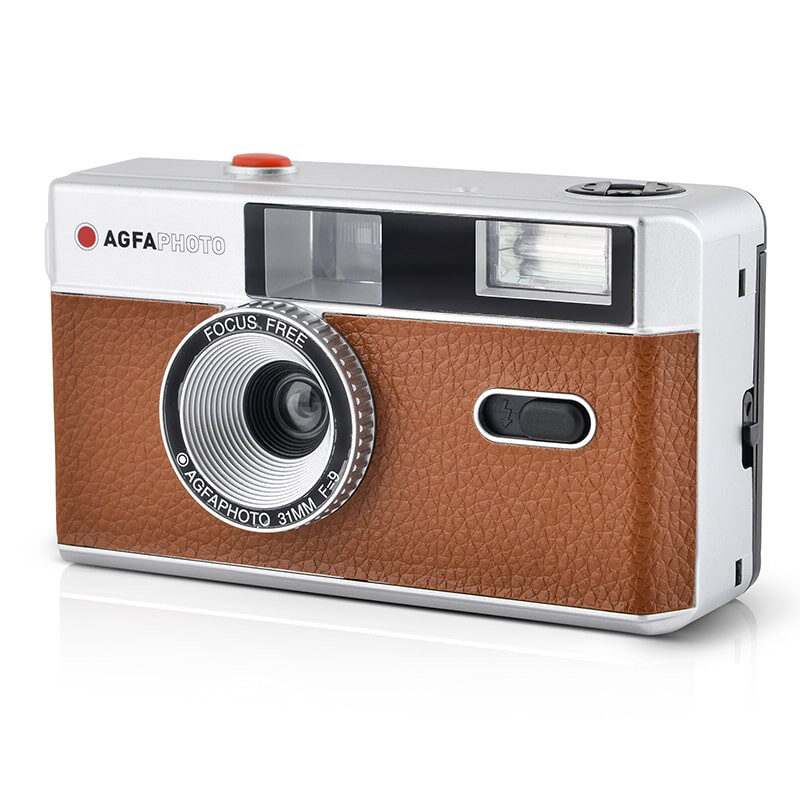 AgfaPhoto - Navulbare Analoge Camera 35 mm - Inclusief Polsbandje en Opbergetui - Bruin