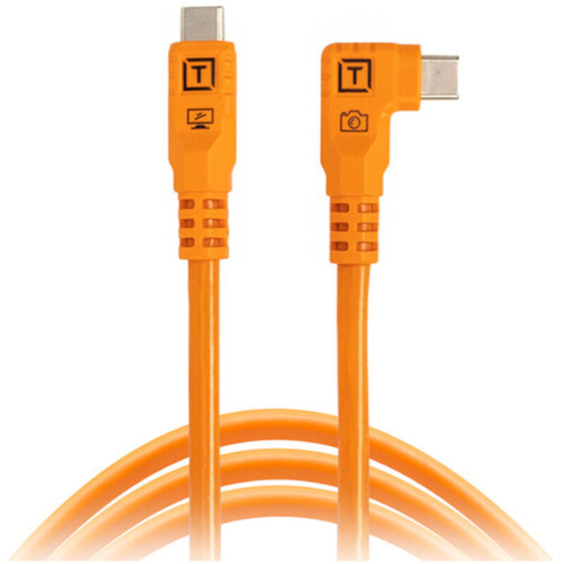 TetherTools TetherPro Optima 10G USB-C 6' (1.8m) Straight to Right, High-Visibility Orange