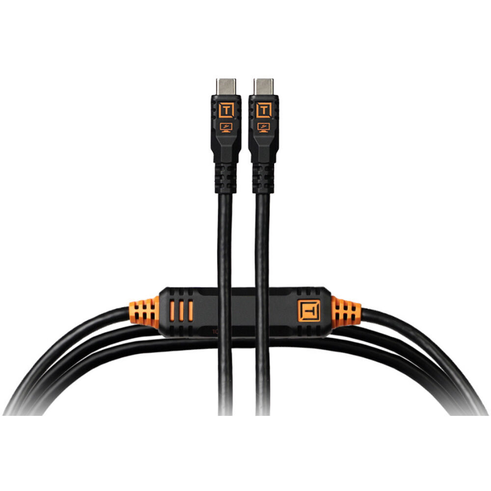 TetherTools TetherPro Optima 10G USB-C 15&apos; (4.6m) Straight to Straight, Non-Reflective Black