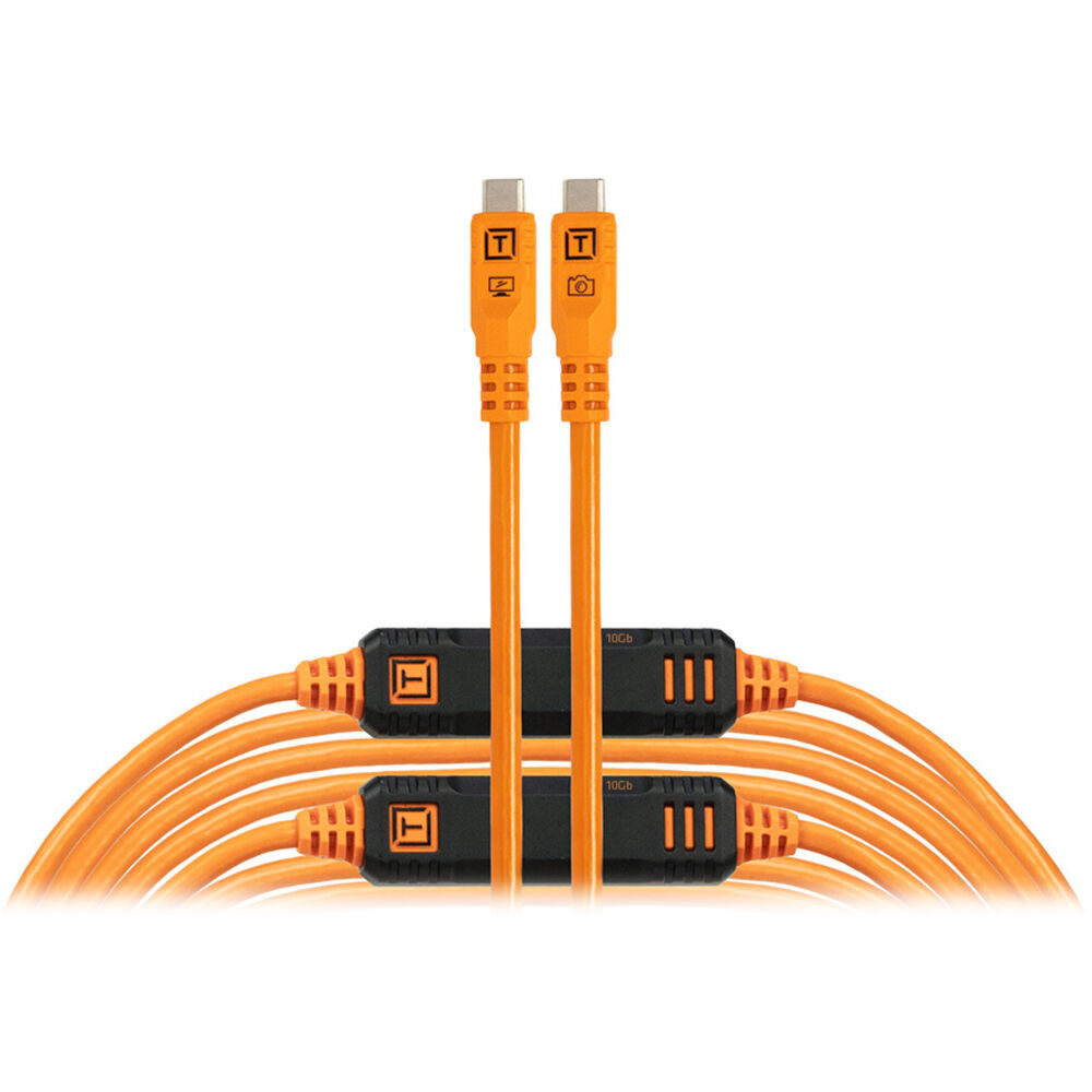 TetherTools TetherPro Optima 10G USB-C 31&apos; (9.4m) Straight to Straight, High-Visibility Orange