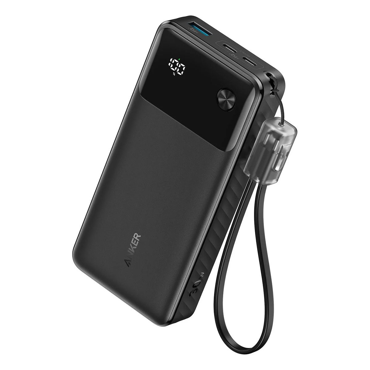 Anker draagbare oplader - 20.000mAh-powerbank met geĂŻntegreerde USB-C-kabel die met 30 W kan opladen - voor iPhone 14-serie MacBook Galaxy iPad AirPods en meer