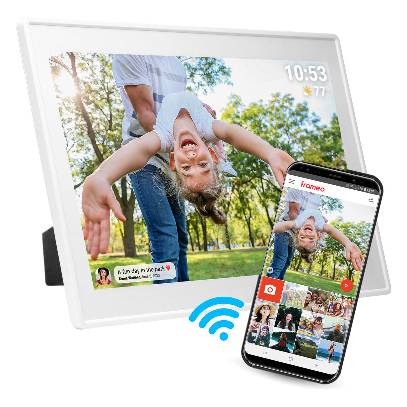 Denver Digitale Fotolijst 15.6 inch - XL - Full HD - Moederdag Cadeautje - Frameo App - Fotokader - WiFi - 16GB - IPS Touchscreen - PFF1515W