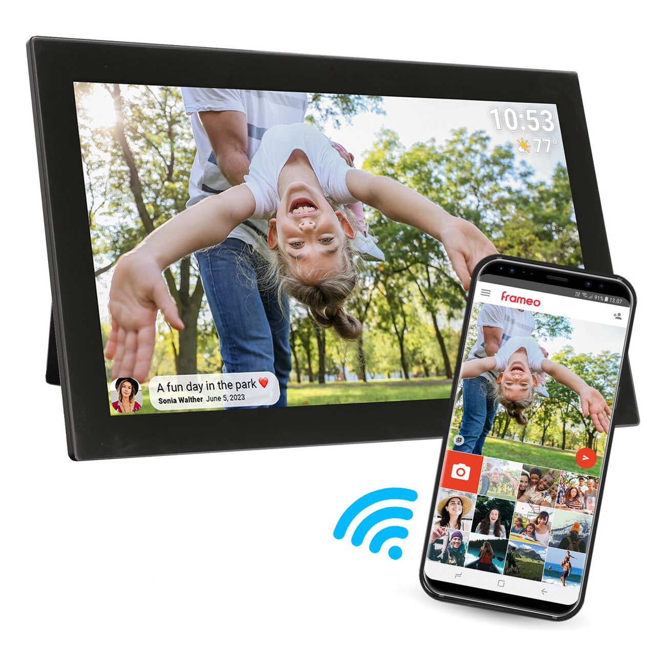 Denver Digitale Fotolijst 21.5 inch - XXL - FULL HD - Frameo App - Fotokader - Model 2023 - WiFi - IPS Touchscreen - 32GB - PFF2160 - Zwart