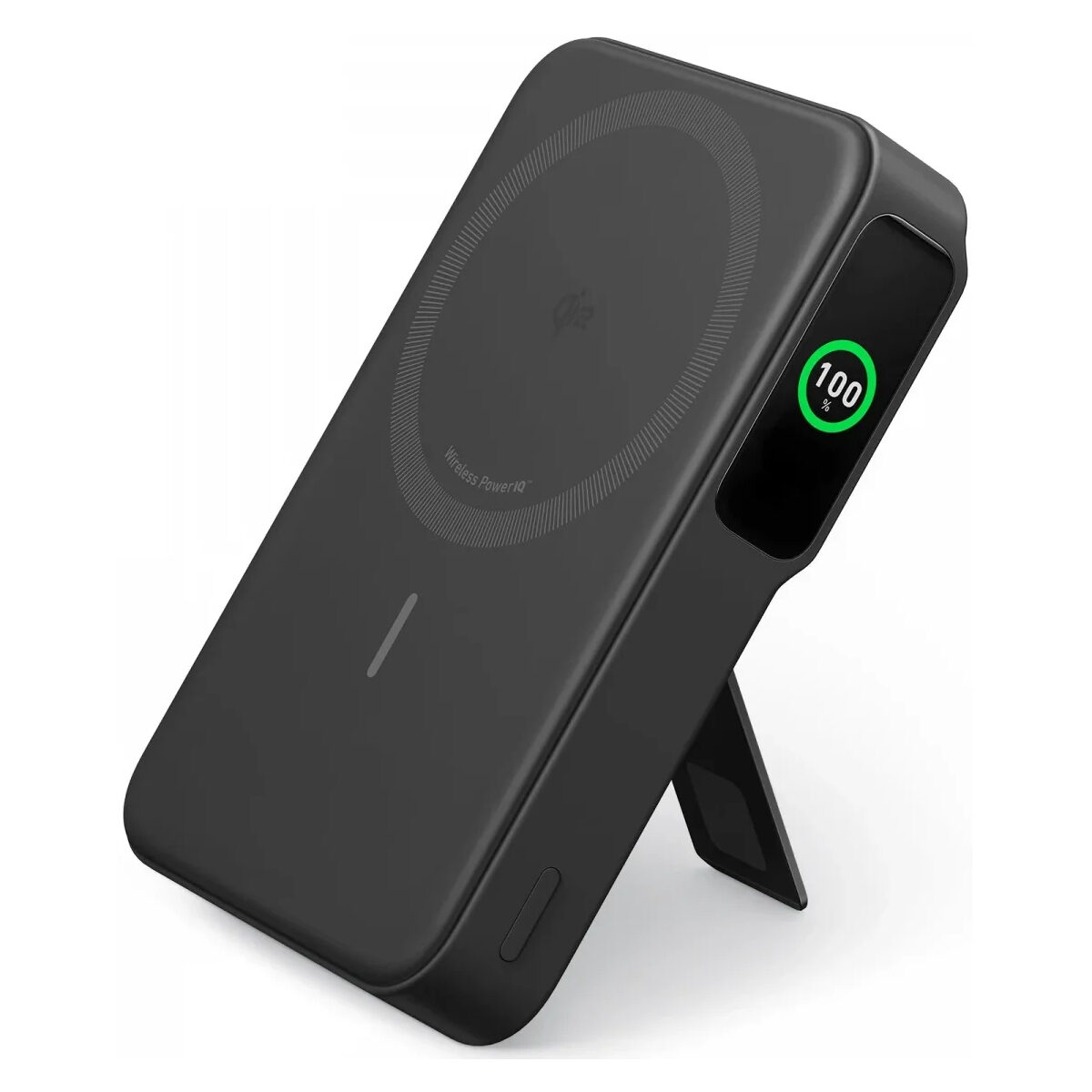 Anker MagGo Power Bank - Qi2-gecertificeerde, MagSafe-compatibele supersnelle draagbare 15W-oplader - 10.000mAh-accu - scherm en inklapbare standaard - voor iPhone 12- t/m 15-serie (inclusief USB-C-kabel)