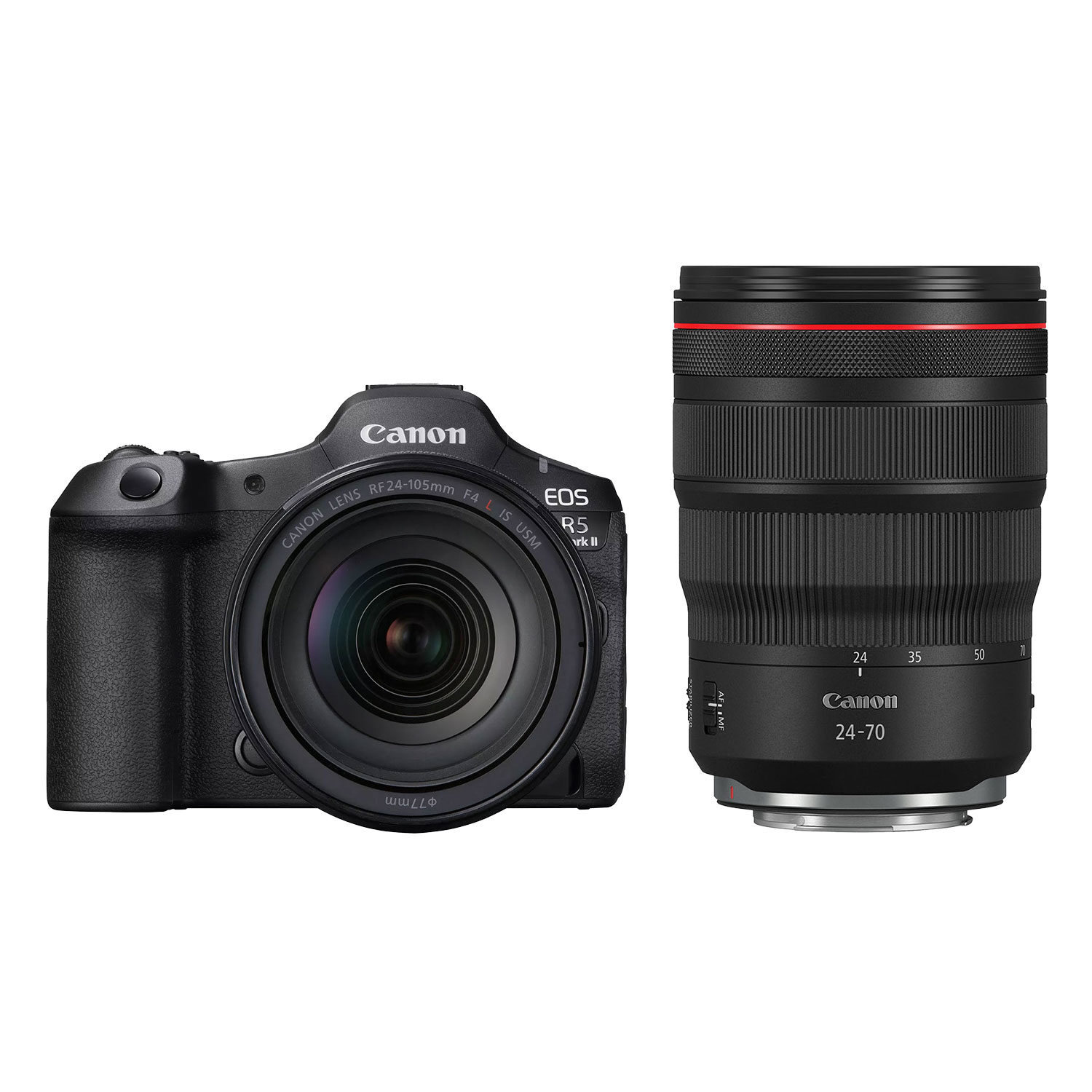 Canon EOS R5 Mark II systeemcamera Zwart + RF 24-105mm f/4.0 L USM + RF 24-70mm L IS USM
