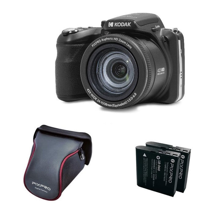CameraNU Kodak Pixpro AZ425 42x zoom camera Zwart + accu en tas aanbieding