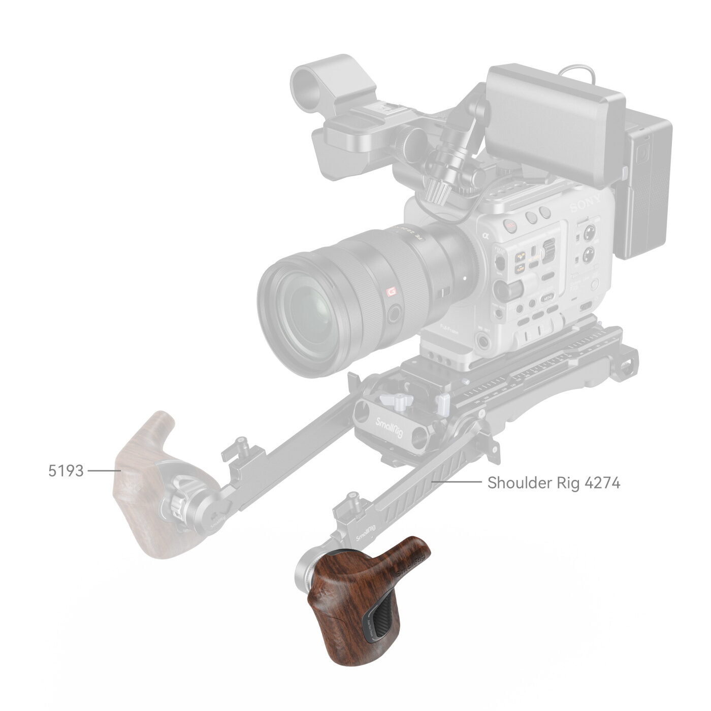 SmallRig 5162 ImageGrip Series Wooden Handle with ARRI Rosette Links