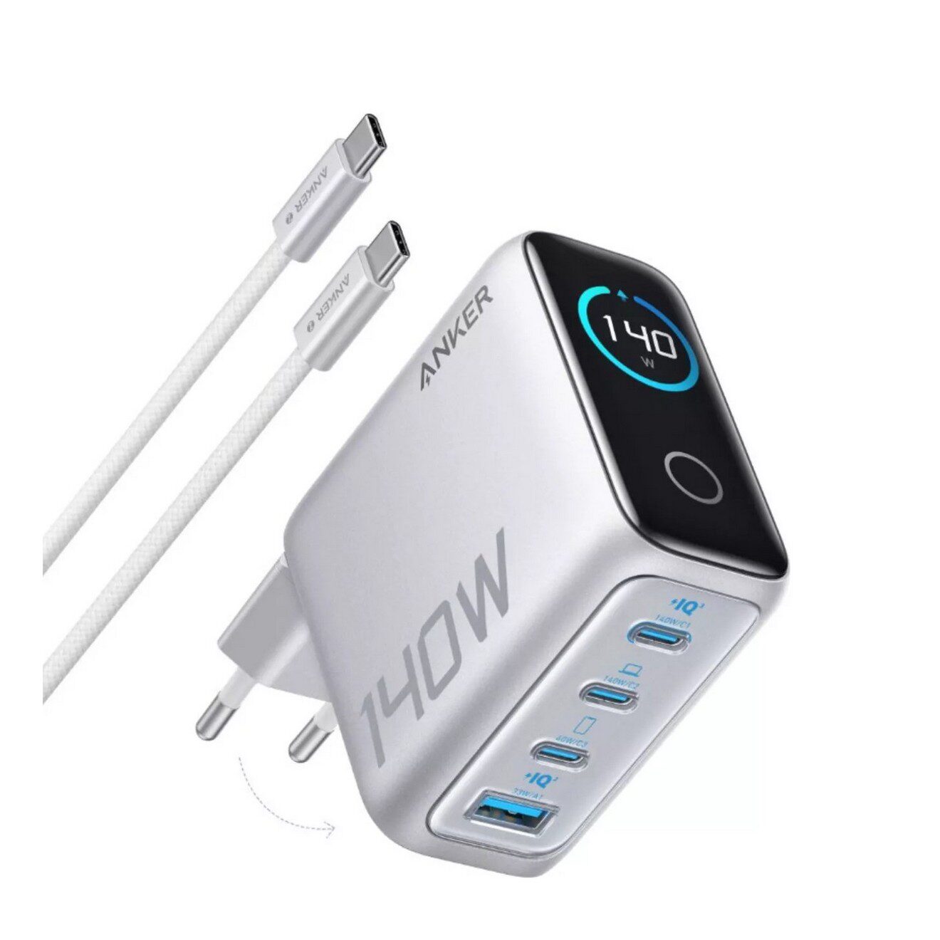 Anker Zolo (140W) USB-C Oplader GaN Snellader voor MacBook/Laptop Zwart