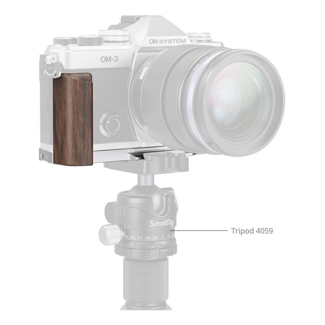 SmallRig 5563 L-Shaped Mount Plate with Wooden Handle for OM SYSTEM OM-3