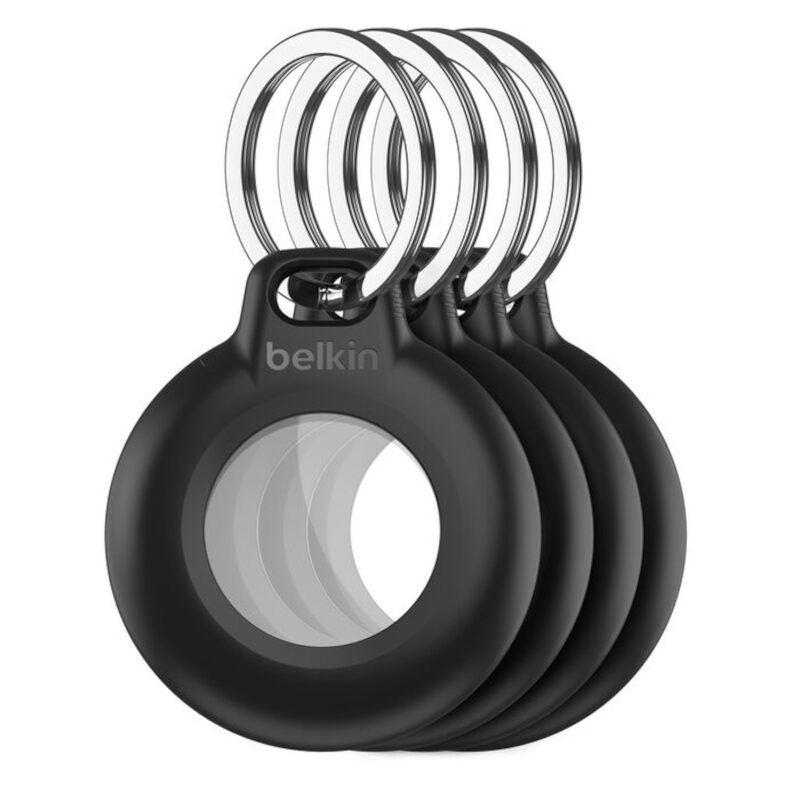 Belkin Airtag Secure Holder Waterproof with Keyring Zwart - 4 Pack