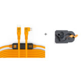 Tether Tools LeverLock & Cable Kit Optima 10G Straight to Right Angle 4.6m Oranje