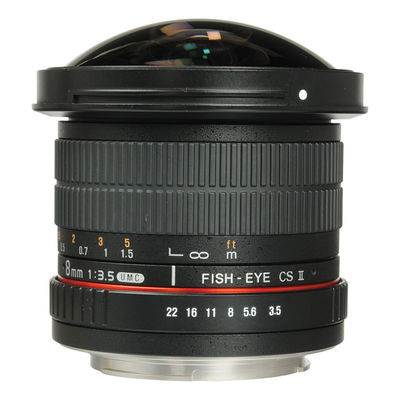 Samyang 8mm f/3.5 UMC fisheye CSII Olympus FT-mount objectief