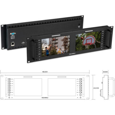 Feelworld D71 PLUS-H Dual 7&quot; HDMI 3 RU Rackmount Monitor