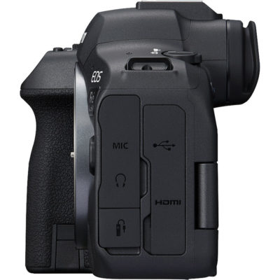 Canon EOS R6 Mark II systeemcamera + RF 24-105mm f/4.0L + RF 100-500mm f/4.5-7.1L zijkant links