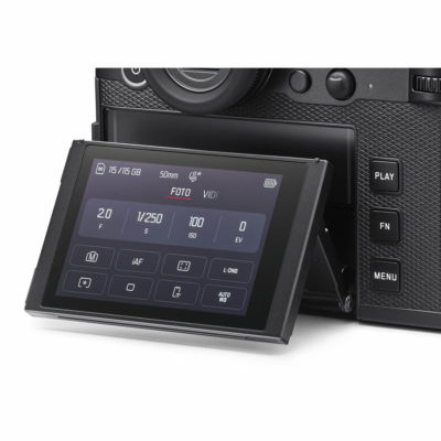 Leica SL3 systeemcamera Zwart + Panasonic Lumix S 85mm f/1.8 scherm uitgeklapt