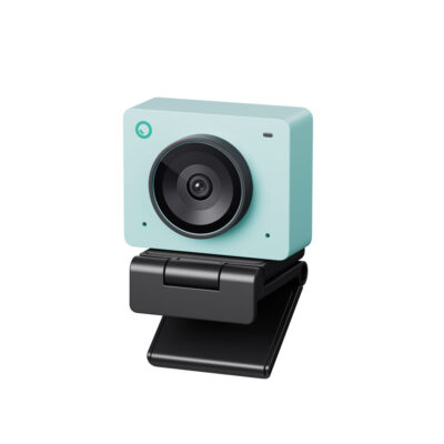 OBSBOT Meet 2 gemonteerd op verstelbare clip voor plaatsing op monitor of laptop