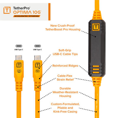Tether Tools Starter Tethering Kit Optima 10G Straight 4.6m Zwart