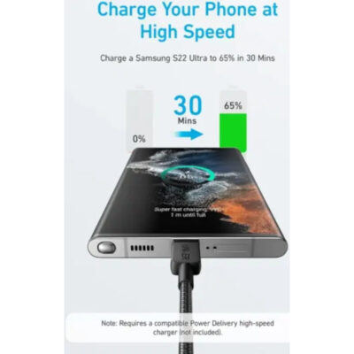 Anker 322 (60W) Gevlochten USB-C naar USB-C Kabel 0.9m Zwart
