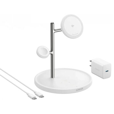 Anker MagGo Draadloze MagSafe Oplader 3-in-1 Stand 15W Wit