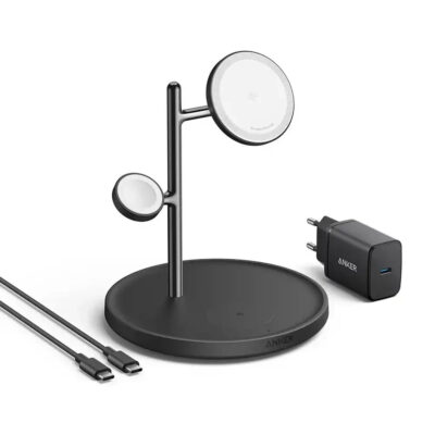 Anker MagGo Draadloze MagSafe Oplader 3-in-1 Stand 15W Zwart