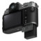 Fujifilm X-T50 systeemcamera Charcoal + Sigma 18-50mm accupoort schuin onder