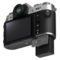 Fujifilm X-T50 systeemcamera Zilver + Sigma 18-50mm accupoort schuin onder