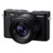 Sony DSC RX1R III in compact formaat met een ZEISS Sonnar T* 35mm f/2 objectief en een gladde zwarte afwerking.